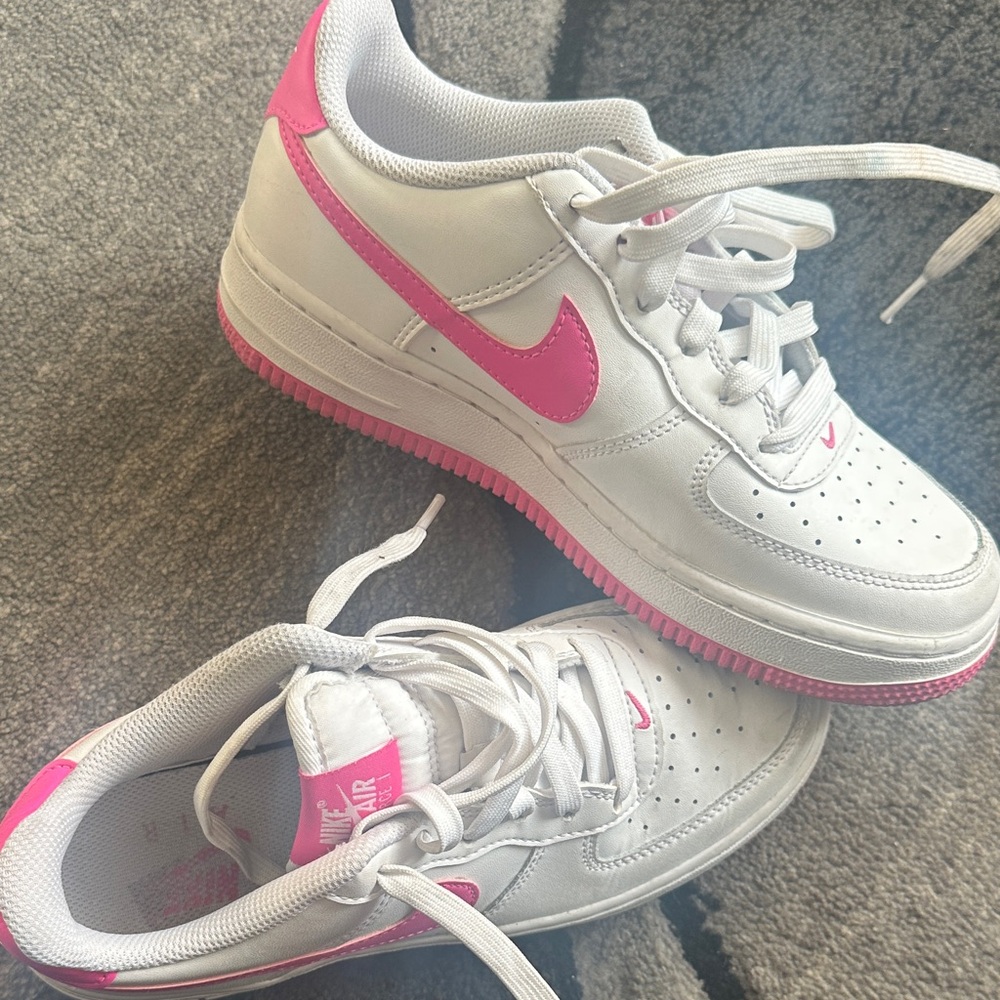 Nike Air Force 1 White and Pink Shoes